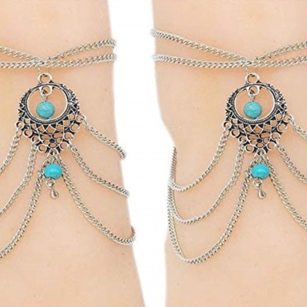 NEW .925 Anklet Silver Ankle Chains Turquoise